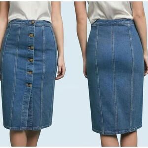 Pilcro (Anthropologie) Denim Midi Pencil Skirt, Size 6